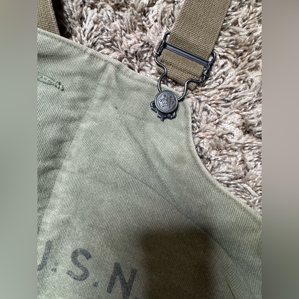 Vintage WW2 us navy overalls-1940s USN Talon zipper 46x19 M missing button #0932 - Picture 5 of 11